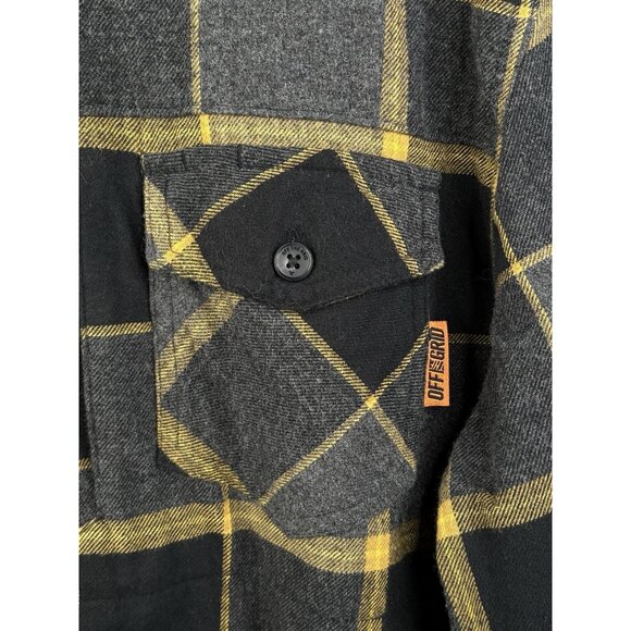Off The Grid Destroyer Flannel Shirt Men’s XL Castlerock Grey Yellow Long Sleeve - Picture 4 of 16